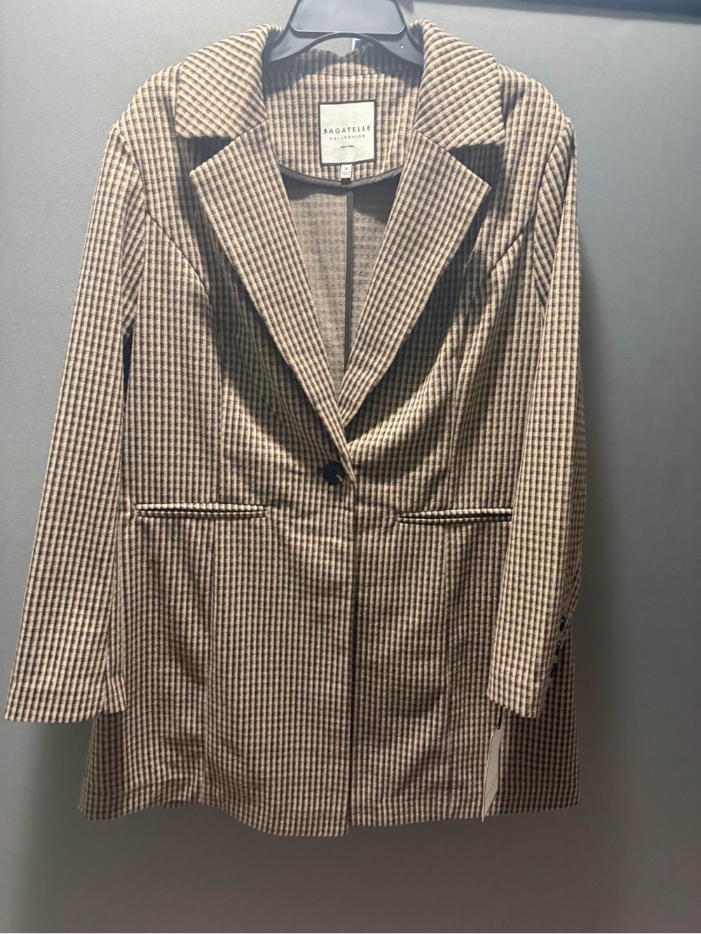 bagatelle Brown Houndstooth Single-Button Blazer